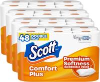 New Scott ComfortPlus Toilet Paper, 48 Double Rolls, 231 Sheets per Roll, Septic-Safe, 1-Ply Toilet Tissue