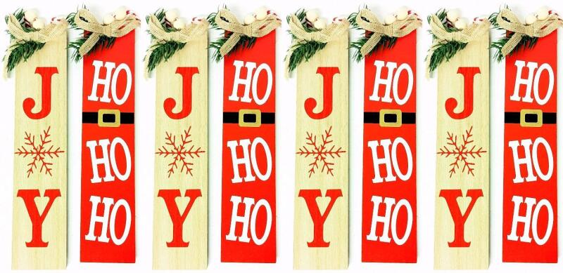 8 New Hanging Wood Holiday Decorations, 10" Long Excl Hanging Loop, SKU 3-858-9501