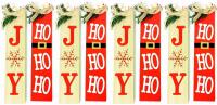8 New Hanging Wood Holiday Decorations, 10" Long Excl Hanging Loop, SKU 3-858-9501