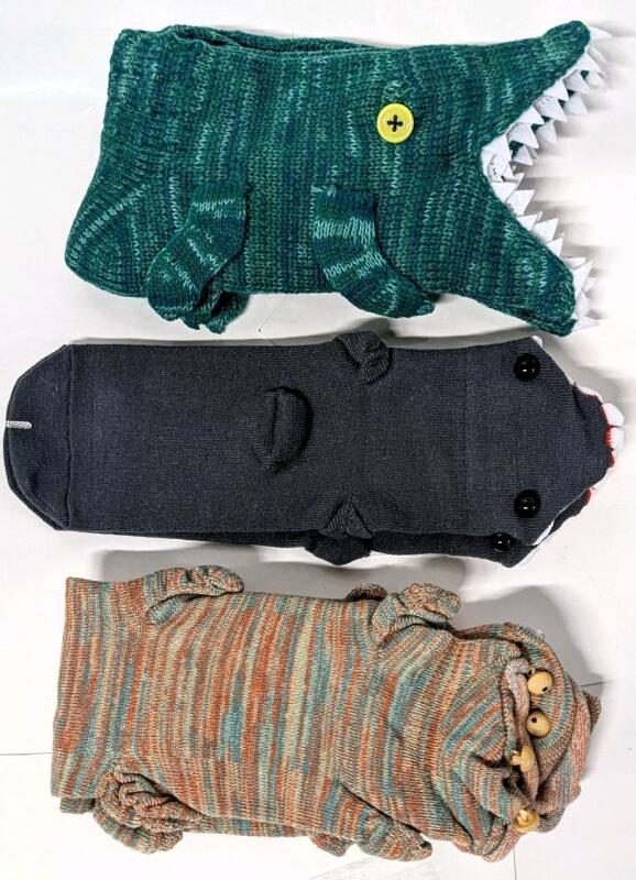 3 New Adult O/S Novelty Socks : Alligator, Shark & Chameleon (O/S = One Size Fits Most)