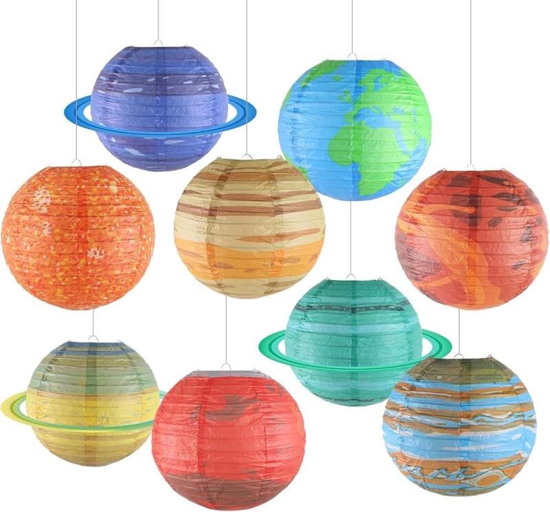 New Set of Nine 11.5" Diameter Paper Space Planet Lanterns