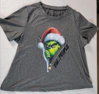 New Women's Size 2XL Shein Curve GRINCH T-Shirt , Grey