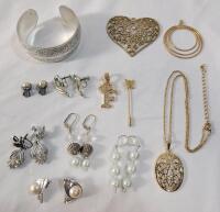 Beautiful Jewelry Lot . Includes : Earring Sets , Cuff Bracelet , Pin , Pendants & Necklace