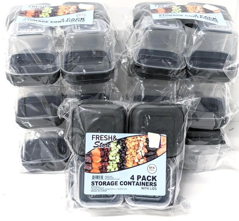 7 New Fresh & Store 4-Pack S Storage Containers, 2" Tall, Freezer, Microwave & Top Rack Dishwasher Safe