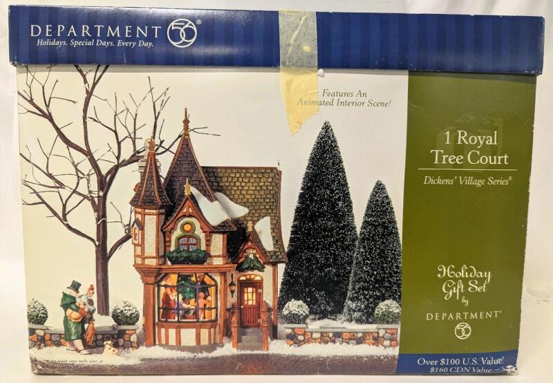 Department 56 DICKENS' VILLAGE "1 Royal Tree Court" Holiday Gift Set, Light-Up Building, Untested