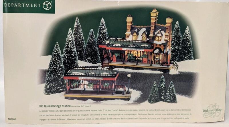 Department 56 DICKENS' VILLAGE "Old Queensbridge Station" Light-Up Building, Untested, One Hanging Basket Broke Free