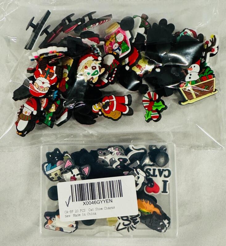50 New Shoe Charms, Includes 20 Cat Charms and 30 Assorted Christmas Charms (Includes Simpsons, Pok&eacute;mon, and More)