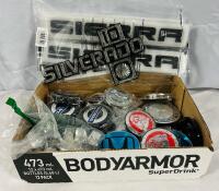 Lot of Assorted New Car Decals/Accessories, Including many Wheel Caps - See Photos