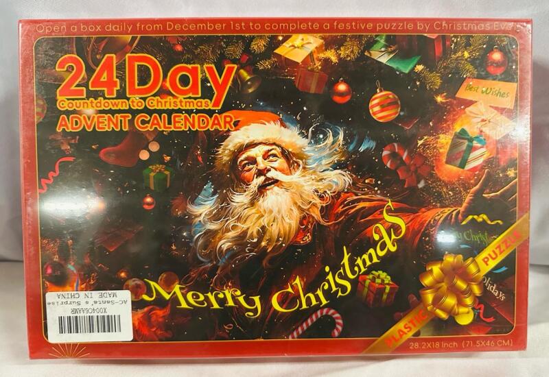 New Sealed Advent Calendar Jigsaw Puzzle, &ldquo;Santa&rsquo;s Surprise&rdquo; - 1600 Pieces, 28.2&rdquo; x 18&rdquo;