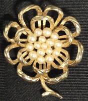 Vintage Trifari Floral Brooch 2" Long
