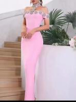 New Small Women's Stunning Bodycon Dress with Attached Rhinestone Collar and Accents with Translucent Side Panels. Retails for $130