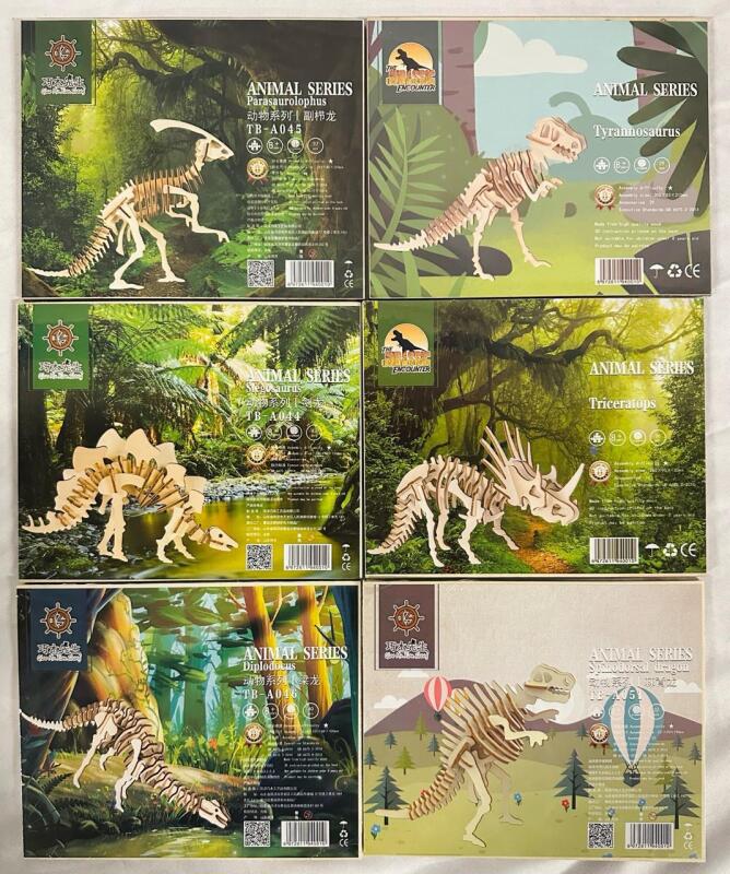 6 New 3D Dinosaur Skeleton Puzzles (See Photos for Specifics)