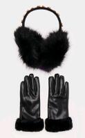 New - Women's OS Fashion Nova Jeweled Earmuff and Glove Gift Set - Black