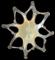 Large Vintage Murano-Style Iridescent Cream Stretch Art Glass Starfish Snowflake Splash Fruit Bowl, Approx 13" Diameter &times; 4" Tall