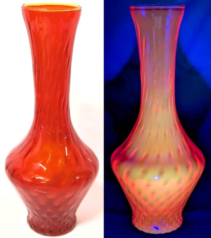 STUNNING Vintage Dappled Cadmium Glass Vase, 9.8" Tall, No Chips or Cracks