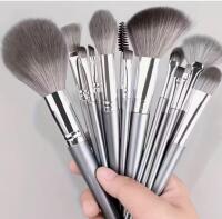 New 14 Piece Complete Makeup Brush Set Soft Nylon Bristles Hypoallergenic Durable ABS Handle Multi-Use for Powder, Eyeshadow & More Stock photos added