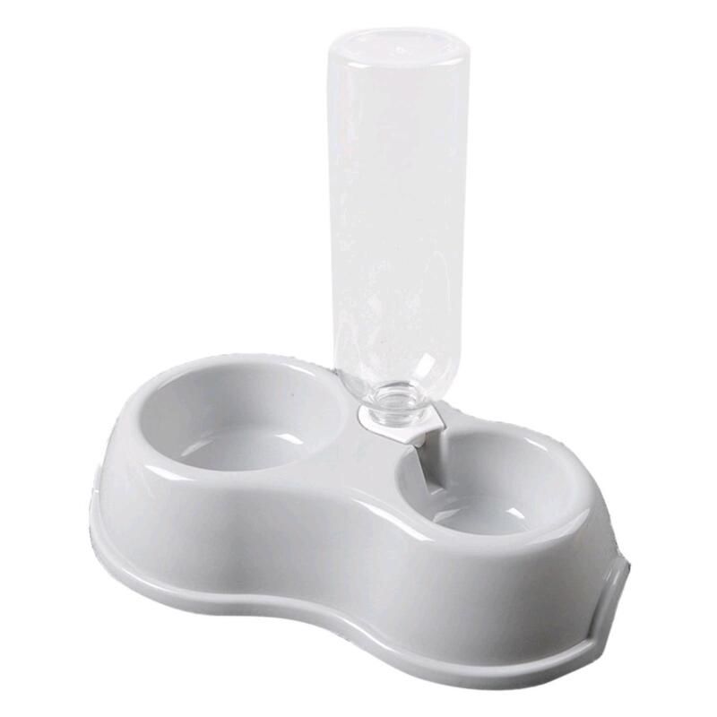 New Pet Food & Water Dish, Gravity-Fed Water Reservoir & Food Scoop, 8.75" Tall at Bottle, Plastic