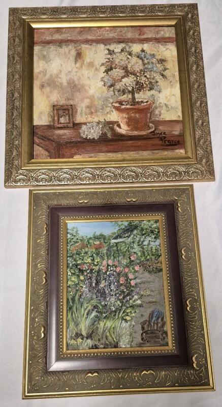2 Vintage Framed Floral Paintings 1x Signed - 15.75" by 15.75" & 12" by 14"
