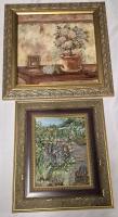 2 Vintage Framed Floral Paintings 1x Signed - 15.75" by 15.75" & 12" by 14"