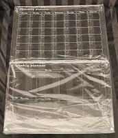 2 New Clear Plastic Magnetic Calendar Boards, Includes Weekly and Monthly Planners, 16&rdquo; x 12&rdquo;