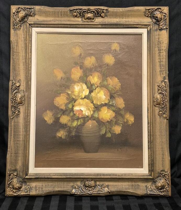 Vintage Framed Painting on Canvas Signed 22.75" by 26.75"