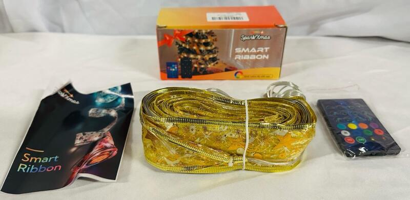 SparkXmas Smart Ribbon with Lights, Controllable by Bluetooth Controller or App