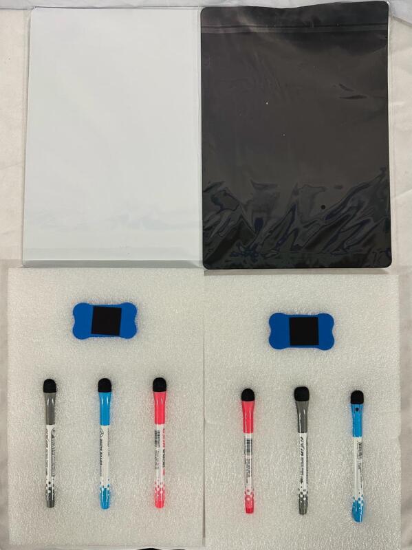 2 New Magnetic Whiteboard Sets, 12&rdquo; x 8&rdquo;, with 3 Markers and 1 Eraser Each