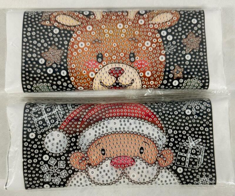 2 New Rhinestone Paint-By-Numbers/Letters Kits, Christmas-Themed