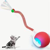 MIAOQUANJI Automatic Cat Teaser with Auto-On/Off, USB Rechargeable Interactive Cat Ball - Touch Sensor, Auto Shut-Off, for Indoor/Outdoor Play - Safe for Kittens & All Cats - Durable Silicone Construction Flexible Cable Stock photos added