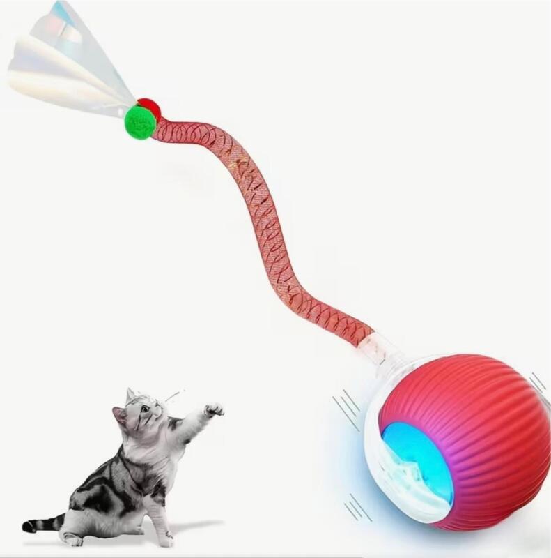 MIAOQUANJI Automatic Cat Teaser with Auto-On/Off, USB Rechargeable Interactive Cat Ball - Touch Sensor, Auto Shut-Off, for Indoor/Outdoor Play - Safe for Kittens & All Cats - Durable Silicone Construction Flexible Cable Stock photos added