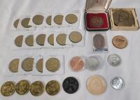 Canada & USA Token Lot . Includes 1930 Seventy Fifth Anniv. CRANE CO. R. T. Crane Chicago July Fourth , 1969 Apollo 11 , 1988 Olympics , McDonald's Hockey , Canadian Tire & Canadian Cities .