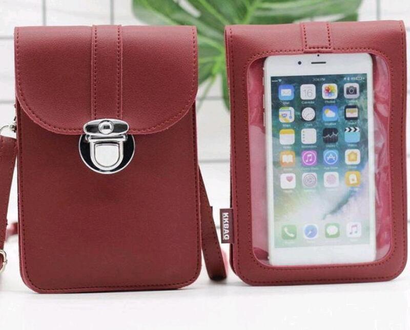 New Crossbody PU Leather Touch Screen Mobile Phone Bag - 7.5" by 5"