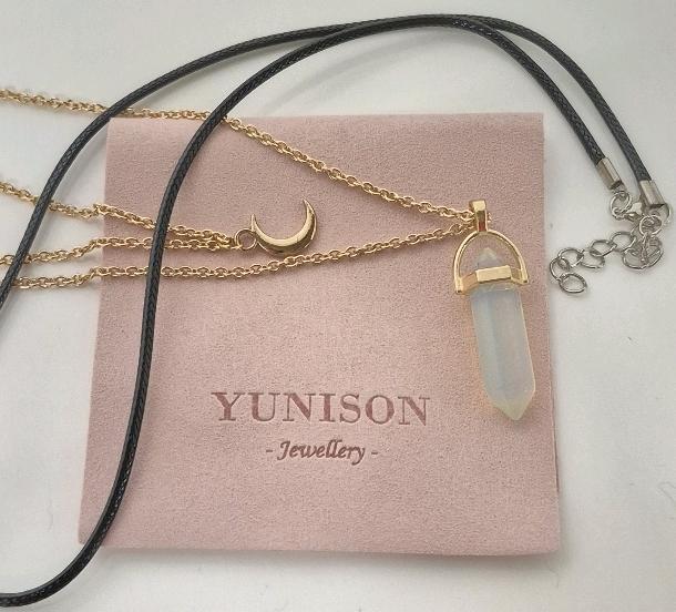 New Yunison Sea Opal Pendant Chain 19" & Leather 18" Necklace