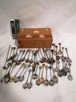 40+ Souvenir Collectible Spoons + Wooden Box by Lane