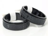 2 New Size 12 Christian Lord's Prayer Fidget Rings w/ Subtle Crosses & Spinning Outer Rings