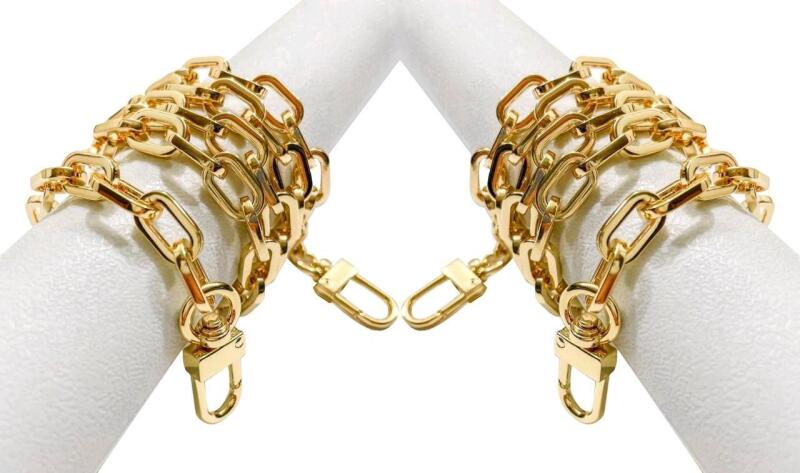 2 New 42" Long Box Chain Replacement Straps, Clips on Each End For Purses, Handbags & More