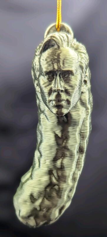 New 3D Printed Nicholas Cage (Pickleos?) Pickle Ornament! 4" Long, And Kind Of A Big Dill