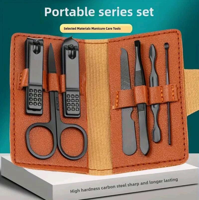 New 7pcs Stainless Steel Manicure and Pedicure Set, 2 Nail Clippers, Cuticle Scissors, File, Tweezers, Cuticle Pusher & Ear Scoop