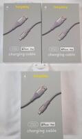 Three (3) New HeyDay iPhone & iPad Lightning to USB-C 4ft. Fast Charging Cables .