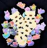 New O/S Kitty Face Socks & 50 Cute Cartoon Celestial Kitty Sticker Decals (Most Around 1.5" - 2" Long)
