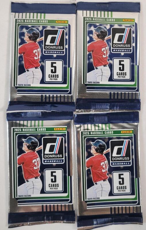 2025 Panini Donruss MLB Baseball Sealed Trading Card Wax Packs , Four (4) Packs