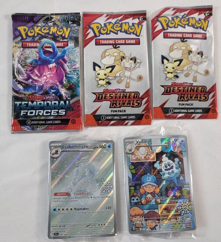Pok&eacute;mon TCG Sealed Wax Packs (3) & Pok&eacute;mon TCG Single Sealed Cards (2)