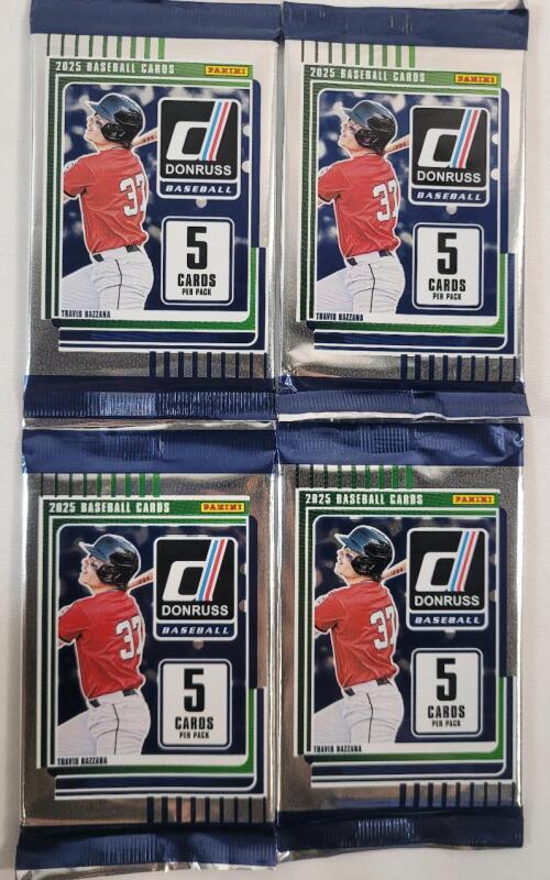 2025 Panini Donruss MLB Baseball Sealed Trading Card Wax Packs , Four (4) Packs