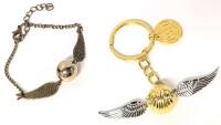 New Harry Potter Golden Snitch Keychain With Platform 9&frac34; Charm & 8.5" Long Golden Snitch Bracelet