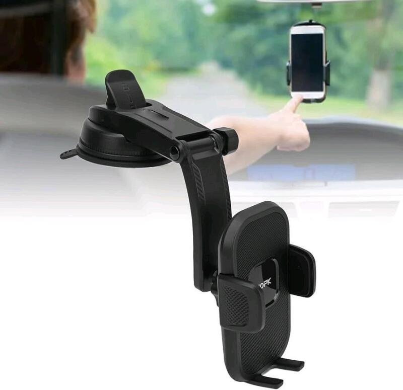 New TOPK Waterfall Support-Style 360 Degree Rotation Car Phone Holder With Adhesive Base, Fits Phones Up To 3.5" Wide