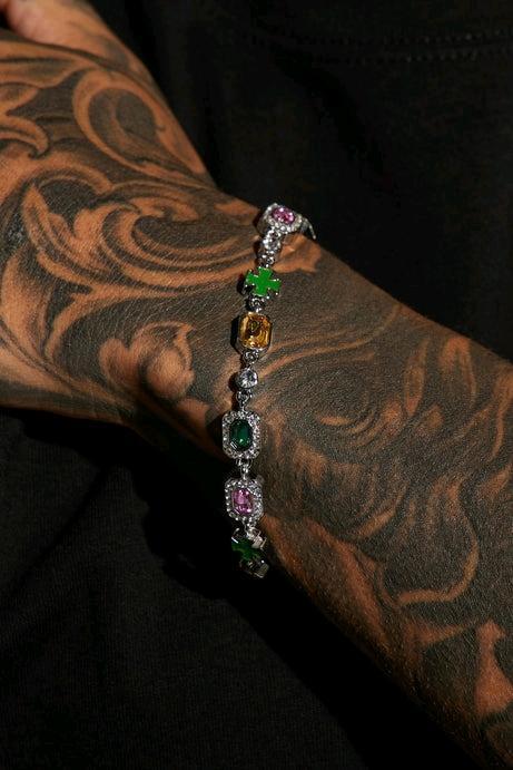 New Cross Mixed Colors Bracelet, 7.5mm &times; 8.5" Long