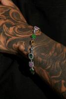 New Cross Mixed Colors Bracelet, 7.5mm &times; 8.5" Long