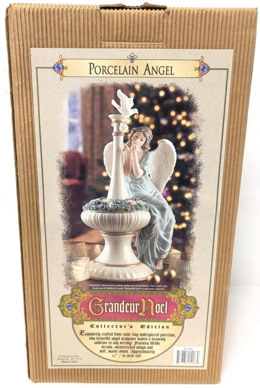 Vintage Grandeur No&euml;l Collector's Edition 12" Porcelain Angel, Small Chips to Grass Tips