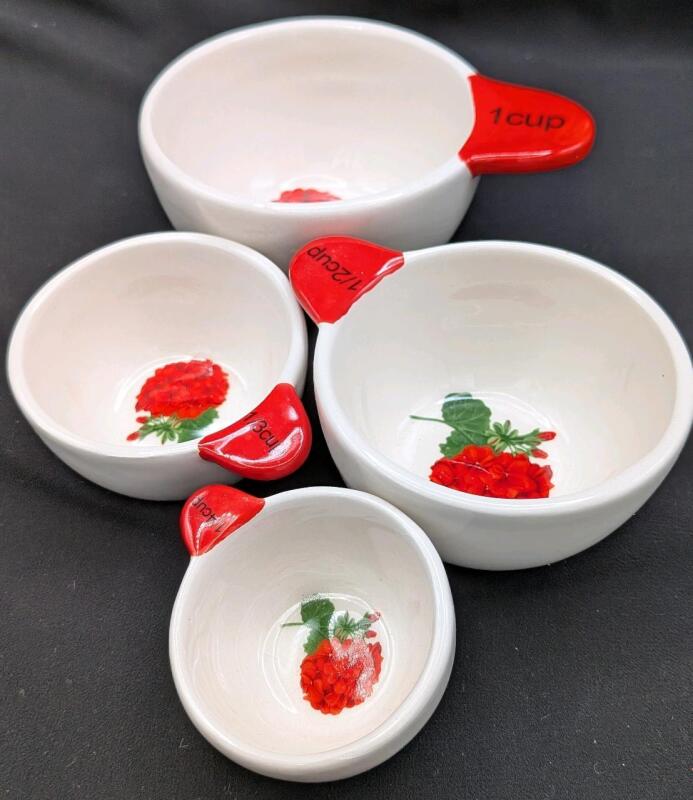 4 New Ceramic Measuring Cups. .25, .33, .5 and 1. Cup.