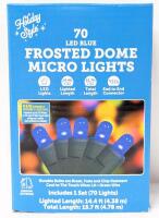 New 70 LED Blue Frosted Dome Indoor/Outdoor Micro Lights, 15.7ft Total Length, End To End Connector For Daisy Chaining, Break, Fade, and Chip Resistant Bulbs, Cool to the Touch